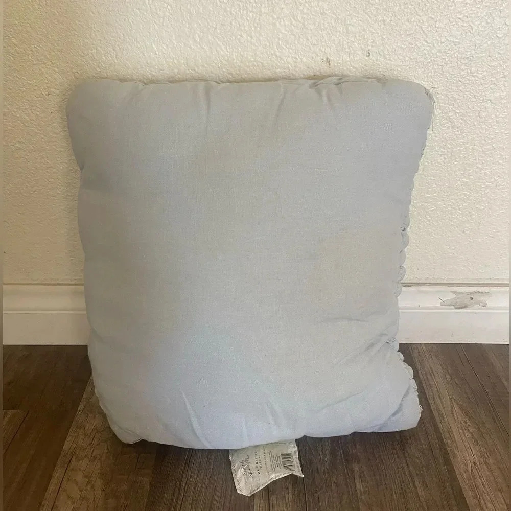 SIMPLY SHABBY CHIC FRENCH FARMHOUSE BLUE RUCHED FLOWER PILLOW HTF RARE - Picture 7 of 16